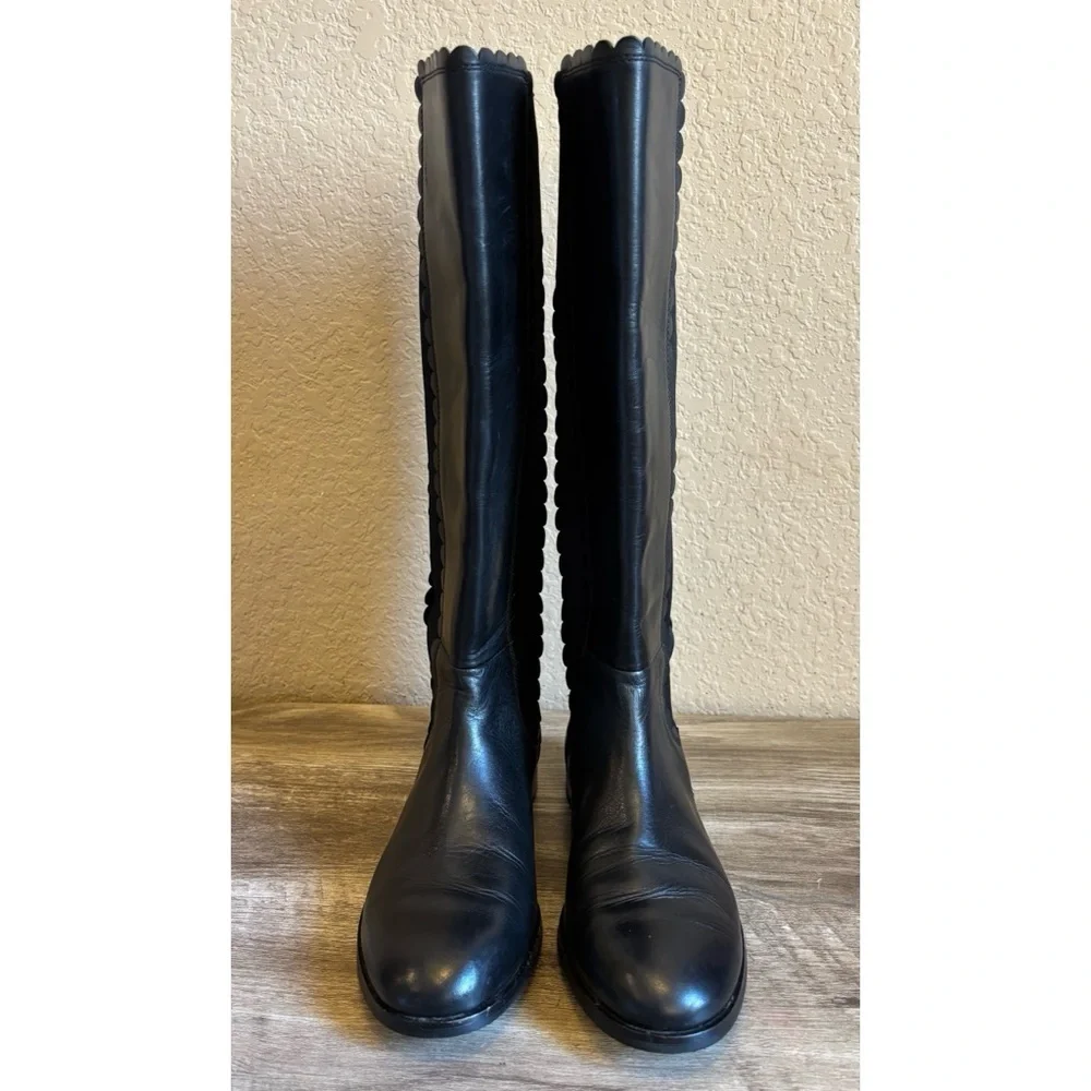 Kate Spade Rayna Black Tall Leather Boots Womens size 8.5